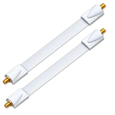 Abbildung von deleyCON 2x Fensterdurchführungen SAT Kabel 17cm Flexibel 26cm Länge Kupplung Fenster &amp; Türen Vergoldet Extrem Flach Geschirmt Klebepads Weiß