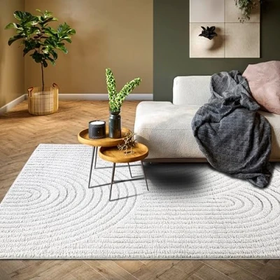 Abbildung von ELLE DECORATION Designteppich »Cosy Panglao, auch als Rundteppich erhältlich«, rechteckig, 14 mm Höhe, uni Kurzflor, Hoch Tief Struktur, modern, Skandi, Boho, Wohnzimmer