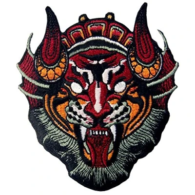 Abbildung von Aufnäher, bestickt, Design: Monster Löwen Maske, zum Aufbügeln oder Aufnähen