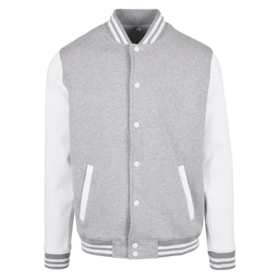 Abbildung von Build Your Brand Herren BB004 Basic College Jacket Jacke, Heather Grey/White, M