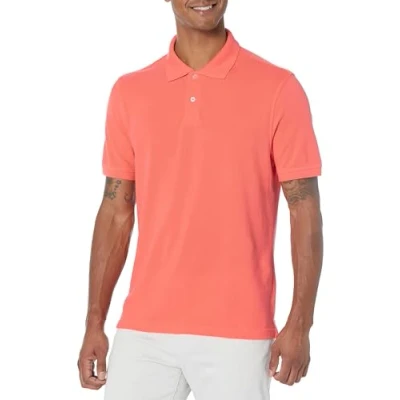 Abbildung von Amazon Essentials Herren Piqué Poloshirt aus Baumwolle, Schmale Passform, Korallenorange, XL