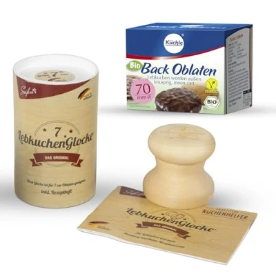 Abbildung von Hochwertiges Backset Original Lebkuchenglocke und Backoblaten Lebkuchenformer für saftige Lebkuchen 7cm