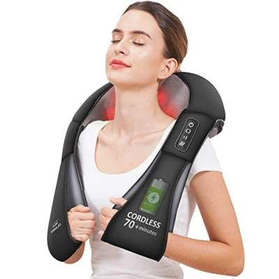 Abbildung von Snailax Kabellos Massagegerät Shiatsu Nackenmassagegerät mit Wärmefunktion, 4D Rotierenden, Muskelentspannung für Nacken Schulter Rücken, Geschenke Männer/Frauen/Mama/Papa