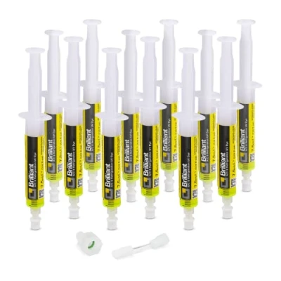 Abbildung von ERRECOM Brilliant 12 x 7,5 ml, UV Fluoreszenz Tracer zum Aufspüren Kältemittellecks von Klimaanlagen und Kühlsystemen, 5/16 SAE Adapter (für R410a, R32)