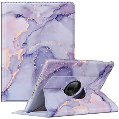 Abbildung von Fintie Hülle für iPad 10.2 Zoll 9.Generation / 8. Gen 7. (Modell 2021/2020/2019) mit Pencil Halter 360 Grad Rotierend Stand Schutzhülle Cover Auto Schlaf/Wach Funktion, Lilac Marmor