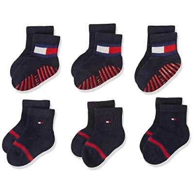 Abbildung von Tommy Hilfiger BABY FLAG 6 PACK Unisex Socken für Kinder, Größe: 15 18, Navy