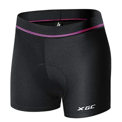 Abbildung von XGC Damen Radunterhose Radsportshorts Fahrradhosen mit elastische atmungsaktive 4D Gel Sitzpolster Einer hohen Dichte (Black, M)