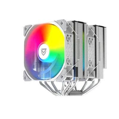 Abbildung von Nfortec SCULTOR X Dual Tower CPU Kühler mit 6 Heatpipes, 2x120mm A RGB PWM, TDP 220W, LGA1700 und AM5 Kompatibel, weiß