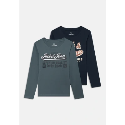 Abbildung von Jack &amp; Jones Junior Jjelogo 2 PACK Langarmshirt für Kinder, Größe: 128, Stormy weather/sky captain