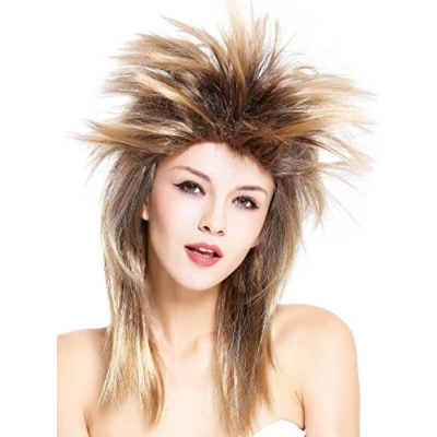 Abbildung von WIG ME UP 90891 ZA4TZA7 Perücke Damen Herren Karneval 80er Wave Punk Popstar Braun Goldbraun Mix Toupiert