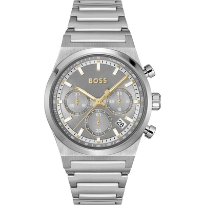 Abbildung von BOSS Candor Uhr silvercoloured/grey, Herren, Größe: One Size, Silver coloured/grey