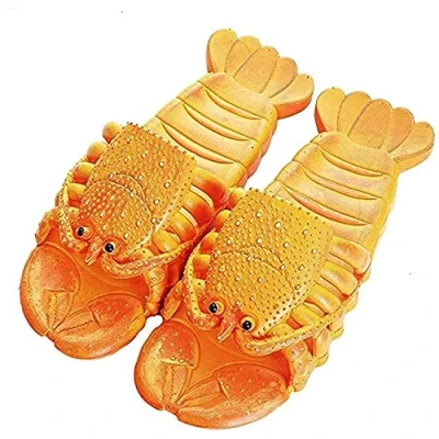 Abbildung von Asifn Hummer Flip Flops Kinder Hausschuhe Sommer lustige Tier Süße Strandschuhe Damen Weiche Kreative Duschsandalen Herren Lässige Wasserdichte（Orange,46/47 EU