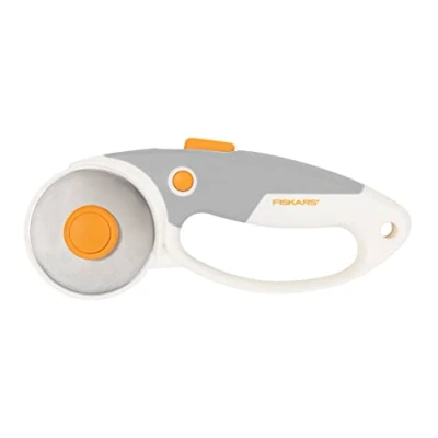 Abbildung von Fiskars Titan Rollschneider, Rollmesser mit Schlaufengriff, Rechts und Linkshändig, Klingen Durchmesser: 60 mm, Orange/Weiß/Grau, 1066040