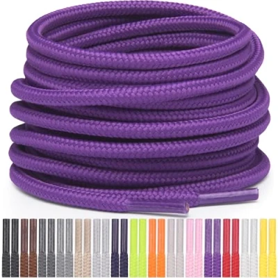 Abbildung von Miscly Schnürsenkel Rund Reißfest für Sportschuhe, Sneaker und Stiefel, Ø 4 mm (91 cm, Violett)