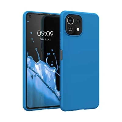 Abbildung von kwmobile Hülle kompatibel mit Xiaomi 11 Lite (5G) NE/Mi weiches TPU Silikon Case Cover geeignet für kabelloses Laden Blue Reef