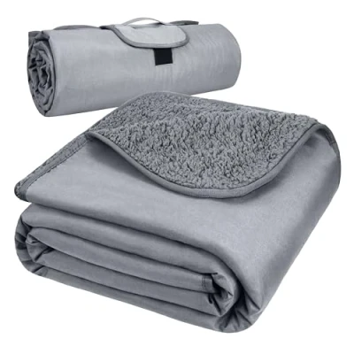 Abbildung von Kato Tirrinia Campingdecke Outdoor Decke Picknickdecke Reisedecke, Liebesdecke Sexdecke Outdoordecke Wasserdicht, Fleece Thermodecke Camping Matte Ultraleicht Warme 130x150, Grau