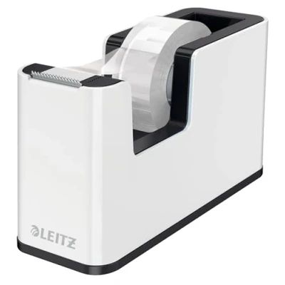 Abbildung von Leitz Klebeband Tischabroller, Fester Stand, Klebebandabroller inkl. Klebeband, Weiß/Schwarz, Duo Colour, WOW, 53641095