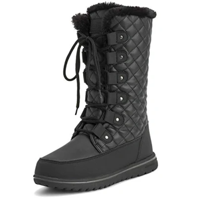 Abbildung von Polar Boot Damen Hoch Dauerhaft Kunstpelz Winter Regen Schnee Wasserdicht Draussen Kalb Stiefel 9 BLK42 AYC0538
