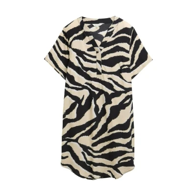 Abbildung von TOM Tailor Freizeitkleid, Damen, Größe: 36, Abstract beige zebra