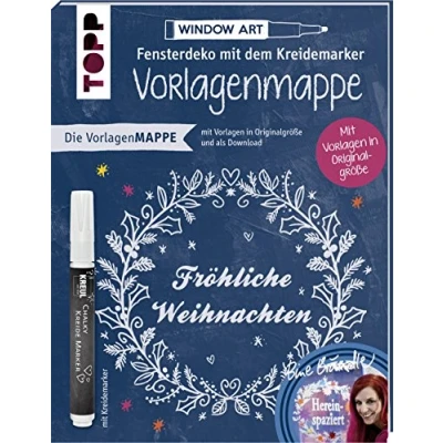 Abbildung von Vorlagenmappe Fensterdeko mit dem Kreidemarker Fröhliche Weihnachten von Bine Brändle: Vorlagenbögen Motiven in Originalgröße