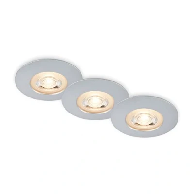 Abbildung von BRILONER Leuchten 3er Set Einbauleuchten Decke LED, Einbaulampen ultraflach, Einbaustrahler Bad, Badeinbaustrahler IP65, Chrom Matt, 90x25 mm (DxH), 7044 034