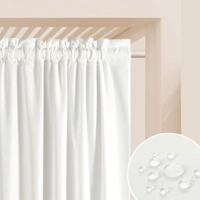 Abbildung von ROOM99 Outdoorvorhäng mit Kräuselband Garden Line 155 x 200 cm Breite Höhe Outdoor Vorhang wetterfest Wasserdicht Sichtschutz Sonnenschutz Gardinen Garten Winddicht Ecru, 1 Stück
