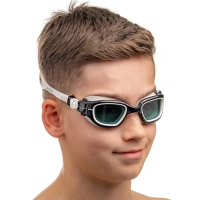 Abbildung von AqtivAqua Schwimmbrille Kinder MINI DXC Kinderschwimmbrille Schwimmbrillen für 3 4 6 8 10 Jahre (Weiß, Klare)