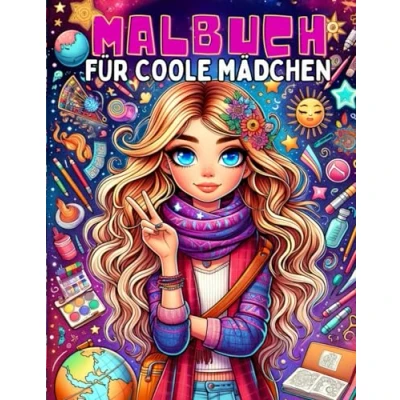 Abbildung von Malbuch für Coole Mädchen ab 10 Jahren: Beschäftigungsbuch mit 50 coolen Motiven (Portraits, Pferde, Manga und mehr) Teenager Malen