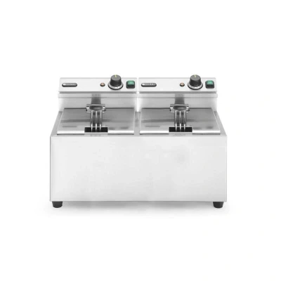 Abbildung von HENDI Doppel Fritteuse Mastercook 16 l Edelstahl mit Öl 50 C bis 190 Überhitzungsschutz 60,5 x 46 35 cm, Doppeltank kaufen