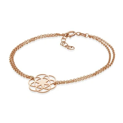 Abbildung von Materia Lebensblume Armband rosegold 925 Silber Armkette Damen vergoldet SA 74 Rose