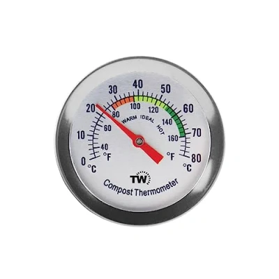Abbildung von Kompostthermometer Thermometer mit Edelstahl Zifferblatt für Haus und Hinterhof, Kompostierung. 50 mm Durchmesser C&amp;F Zifferblatt, 295 Temperatursonde, Kompostbeschleuniger