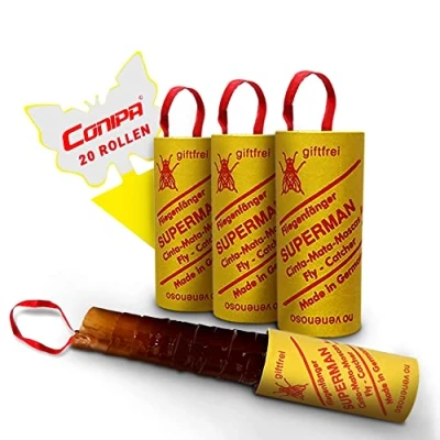 Abbildung von Conipa Fliegenfalle Set mit 20 Leimrollen + 1 Gelbsticker Fliegenfänger extra lang gegen Fliegen, Fruchtfliegen, Mücken uvm. giftfreie Klebefalle für den Innenbereich bis zu 8 Wochen wirksam