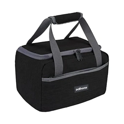 Abbildung von edihome, Kühltasche Klein, Lunchbag, Kühltasche, Faltbar, 8L, Thermo Lunchbox, Isolierte, für Mittagessen, Arbeit, Camping oder Reise, Tragbar (Schwarz)
