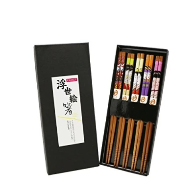 Abbildung von Exzact Essstäbchen Geschenkset 5 Paar Wiederverwendbare natürliche Bambus