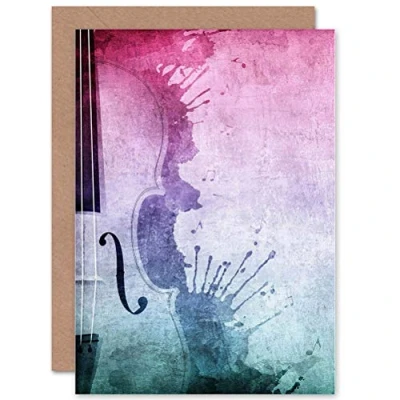 Abbildung von Wee Blue Coo Musik Violine Grunge Splat Geburtstagskarte