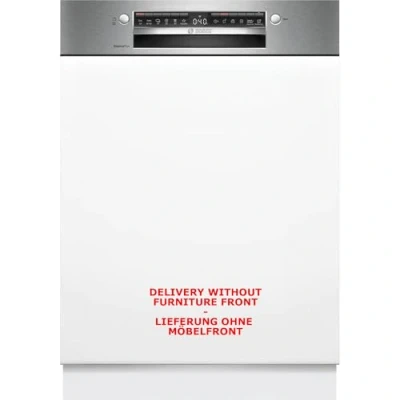 Abbildung von Bosch SMI4ETS08E, Serie 4, Smarter Geschirrspüler Teilintegriert 60 cm, Besteckkorb, Spülmaschine mit Programmassistent, sehr Leise, Oberkorb höhenverstellbar, Automatische Türöffnung, Edelstahl