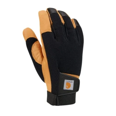Abbildung von Carhartt Herren Kunstleder, hohe Fingerfertigkeit, berührungsempfindlich, sichere Manschette Handschuhe für kaltes Wetter, Schwarze Gerste, Large