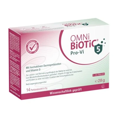 Abbildung von OMNi BiOTiC pro Vi 5 14 Portionen Bakterienstämme 10 Mrd. Keime Tagesdosis Pulver Mit Vitamin D Vegetarisch Zur täglichen Anwendung Bakterien für die Darmflora