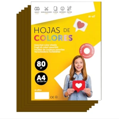 Abbildung von Buntes Papier A4 80g für Drucker &amp; Basteln, Farbige Blätter Kinder, Kreativprojekte, Karten Schule M office (250 Blatt, Braun)