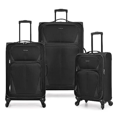 Abbildung von U.S. Traveler Aviron Bay Erweiterbares Softsidegepäck mit Spinner Rädern, Softside Gepäck Schwarz, 2 Piece Luggage,