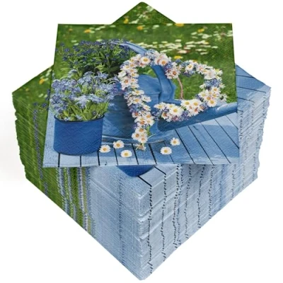 Abbildung von HEKU 100 Servietten, 3 lagig, 33x33cm, Blumenherz I Saugstark und praktisch verpackt Ideal für besondere Anlässe