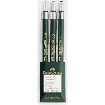 Abbildung von FABER CASTELL 136030 3er Set Druckbleistifte TK FINE 9760, Minenstärken: 0,35 mm; 0,5 mm + 0,7 mm, Härtegrad HB