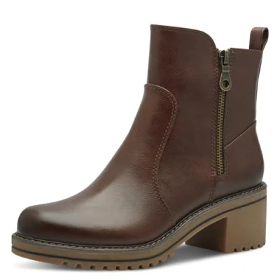 Abbildung von MARCO TOZZI Damen Stiefeletten mit Absatz Vegan Reißverschluss, Braun (Chestnut), 37 EU