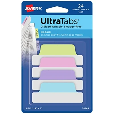 Abbildung von AVERY Zweckform Art. 74768 Haftstreifen transparent/pastell (24 Haftnotizen, 63,5x25,4mm, beschreibbare Index Tabs Folie, ablösbare Klebezettel, Page Marker, Sticky Notes, Klebemarkierungen)