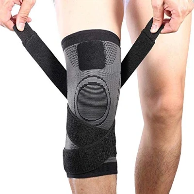 Abbildung von Vitoki 1 Stück Kniebandage für Damen und Herren, Sport Männer Knieschoner Kniestützer Sportarten Gelenkschmerzlinderung, Grau XXXL