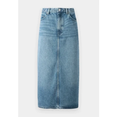 Abbildung von Tommy Hilfiger MIDI Skirt Alinienrock, Damen, Größe: 32, Blue denim