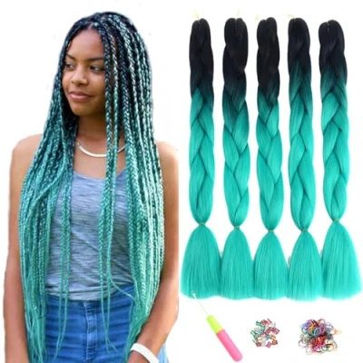 Abbildung von ShowJarlly Jumbo Braid Kunsthaar Haar, Ombre Extension, 24 Zoll Kanekalon Haar Flechten Extensions 5 Stücke Für Crochet Twist Box Zum Einflechten Zöpfe