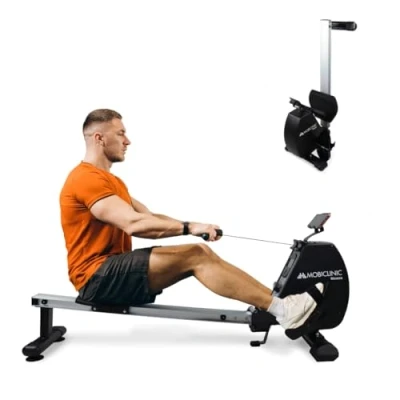 Abbildung von Mobiclinic® Fitness, Rudergerät, RowFit, 8 Widerstandsstufen, geräuschlos, Magnetischer Widerstand, LCD Monitor, Handy Ständer, Bis zu 120 kg, 6kg Schwungrad, Home Gym