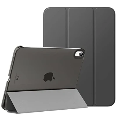 Abbildung von MoKo Hülle für ipad 10. Generation 2022, 10,9 Dünne Leichte PU Leder Tablet mit Auto Schlaf/Aufwach Funktion Transluzente PC Rückseite, Space Grau