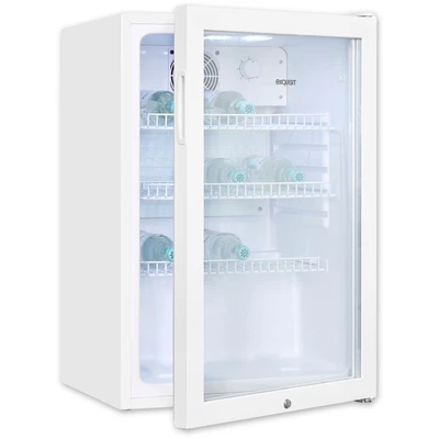 Abbildung von Exquisit Glastürkühlschrank GKS120 GT 160C weiss Nutzinhalt: 118 L Türschloss 3 Gitterablagen Umluftventilator Standgerät